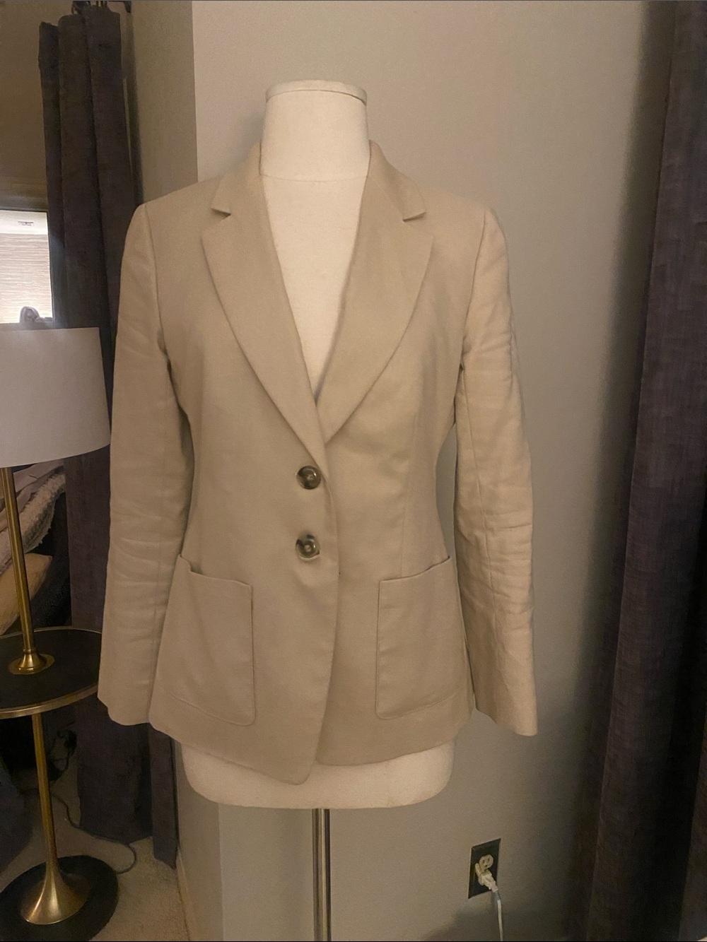 J. Crew Tailored Beige Two-Button Blazer